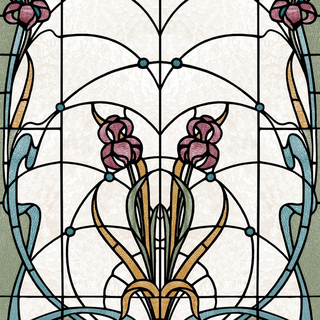 Designs Direct Floral Stained Glass Flower Wallpaper